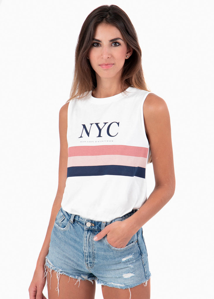 Camiseta estampada "NYC" para mujer - Flashy
