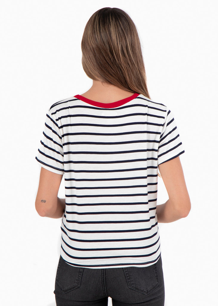 Camiseta rayas bordado para mujer - Flashy