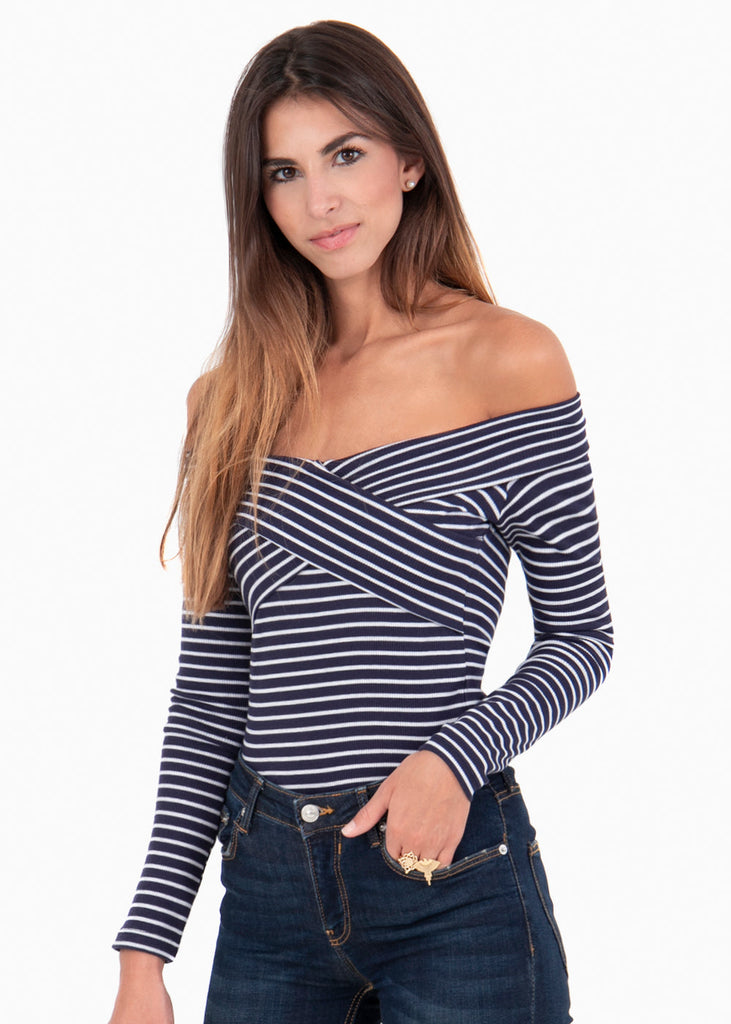 Blusa off shoulder cruzada para mujer - Flashy
