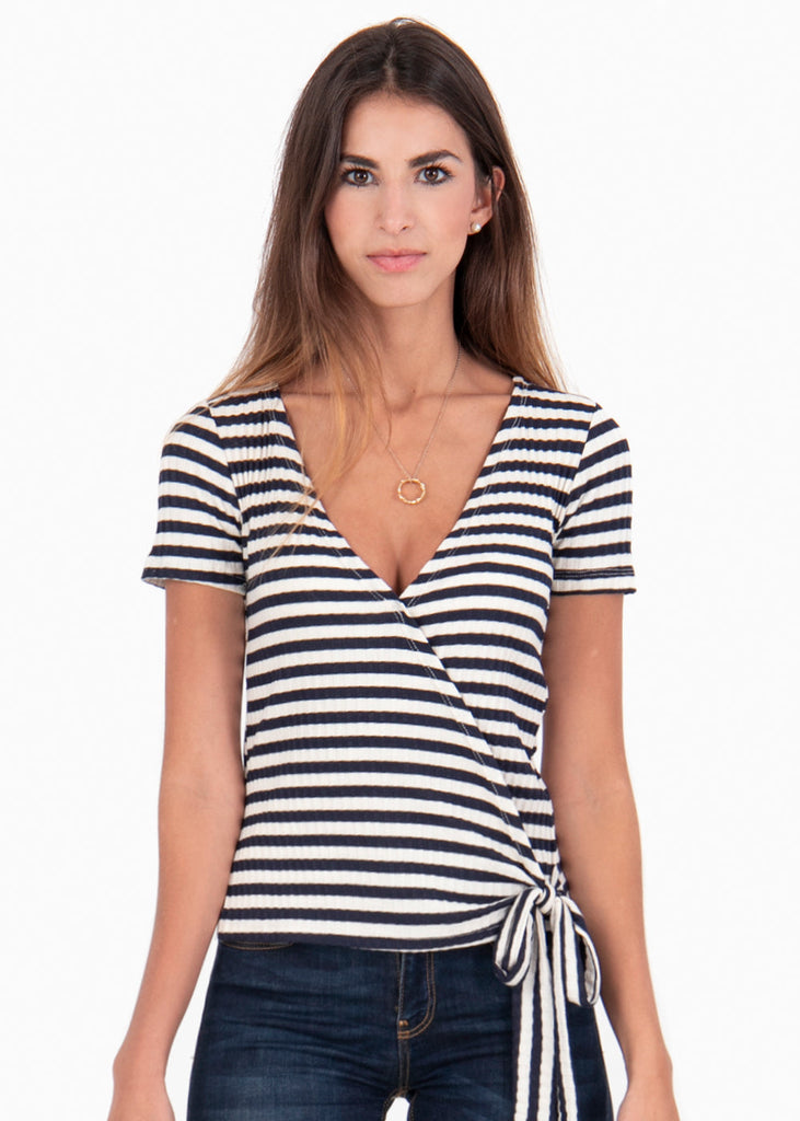 Blusa cruzada rayas para mujer - Flashy