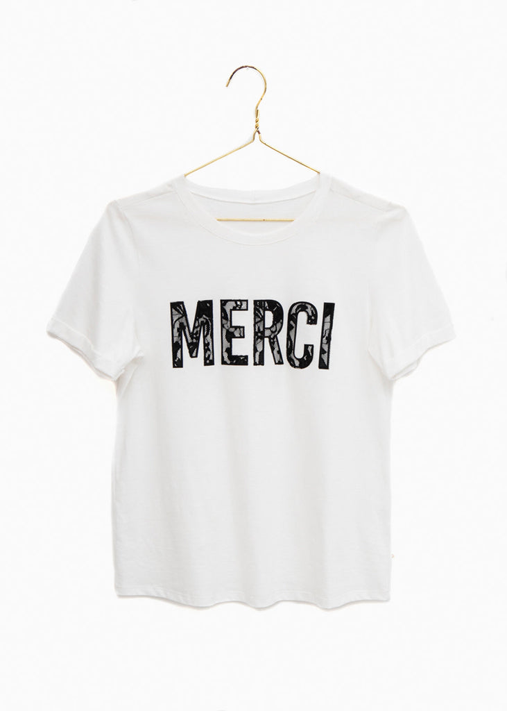 Camiseta estampada "Merci" para mujer - Flashy