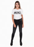 Camiseta estampada "Merci" para mujer - Flashy