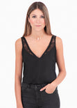 Blusa con escote de encaje para mujer - Flashy