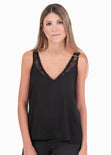 Blusa con escote de encaje para mujer - Flashy