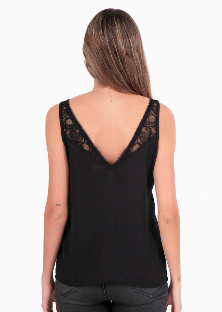 Blusa con escote de encaje para mujer - Flashy