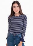 Blusa rayas manga larga para mujer - Flashy