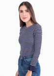 Blusa rayas manga larga para mujer - Flashy