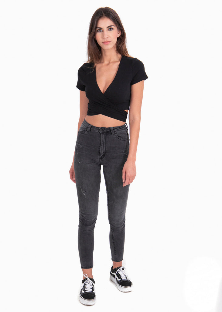 Blusa crop con cruce en espalda para mujer - Flashy