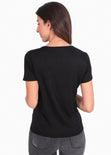 Camiseta cuello en V con encaje para mujer - Flashy