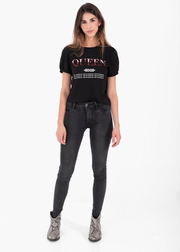 Camiseta estampada "Queen" para mujer - Flashy