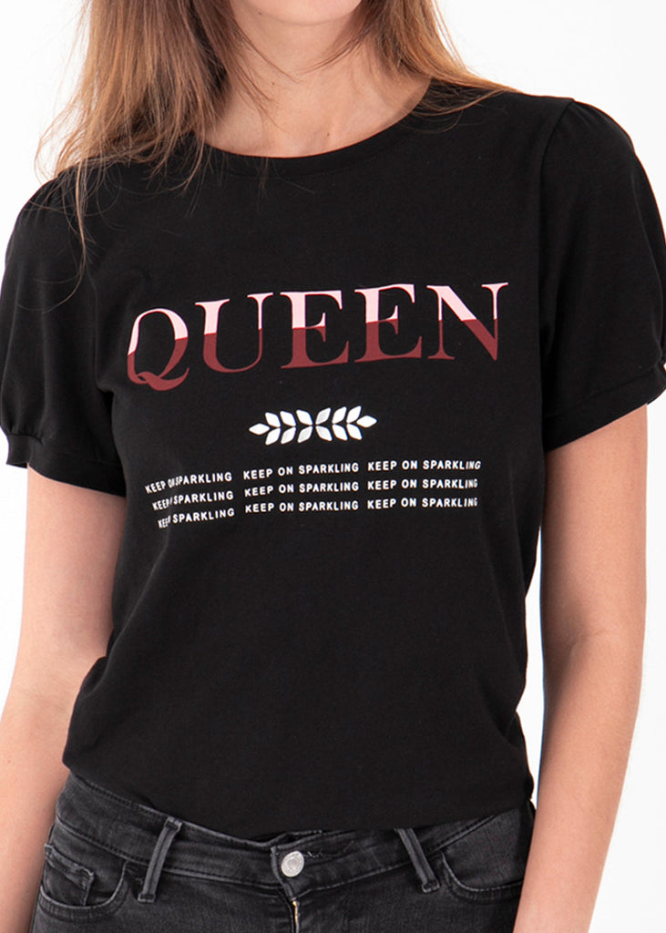 Camiseta estampada "Queen" para mujer - Flashy
