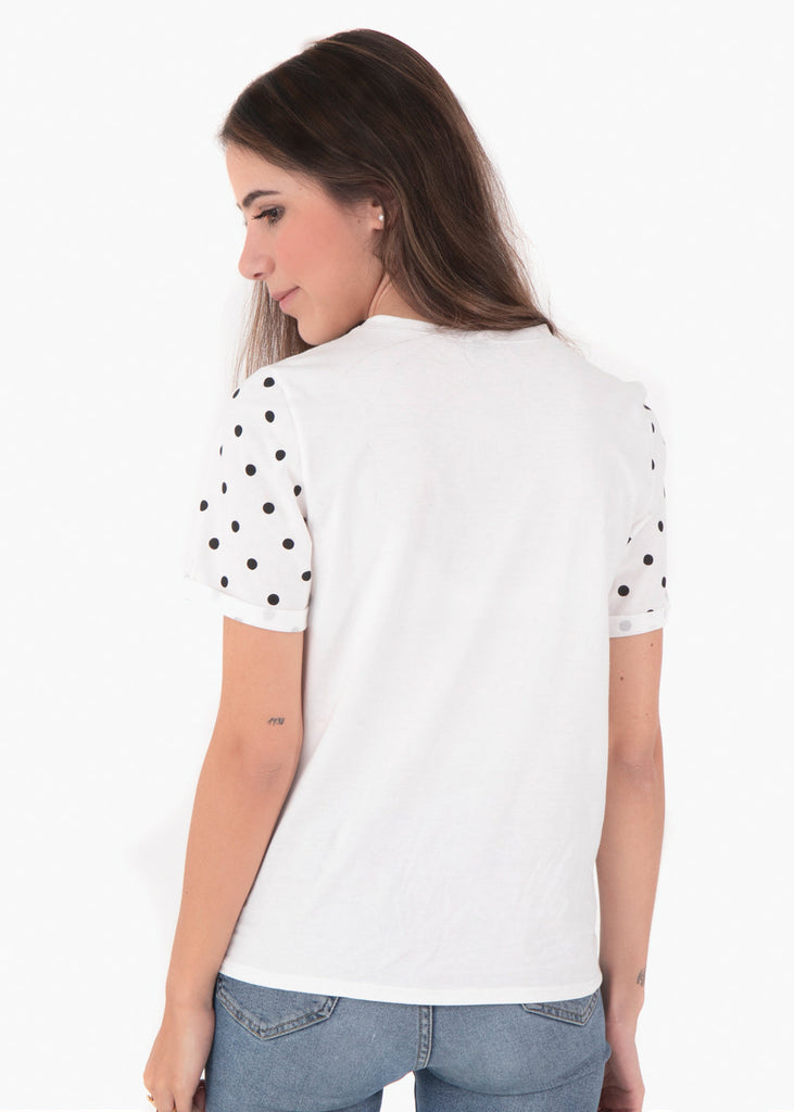 Camiseta estampada "Bonjour" color blanco para mujer - Flashy