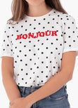 Camiseta estampada "Bonjour" color blanco para mujer - Flashy