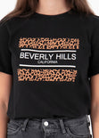 Camiseta color negro estampada " Beverly Hills" para mujer flashy