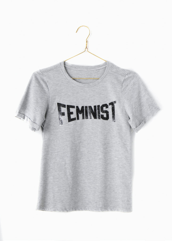 Camiseta estampada "Feminist" color gris para mujer - Flashy
