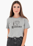 Camiseta estampada "I Love Glitter" color gris para mujer - Flashy