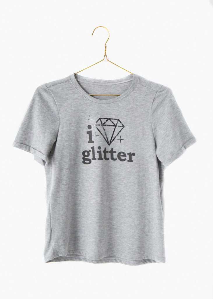 Camiseta estampada "I Love Glitter" color gris para mujer - Flashy