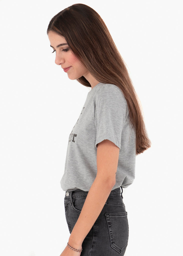 Camiseta estampada "I Love Glitter" color gris para mujer - Flashy