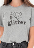Camiseta estampada "I Love Glitter" color gris para mujer - Flashy