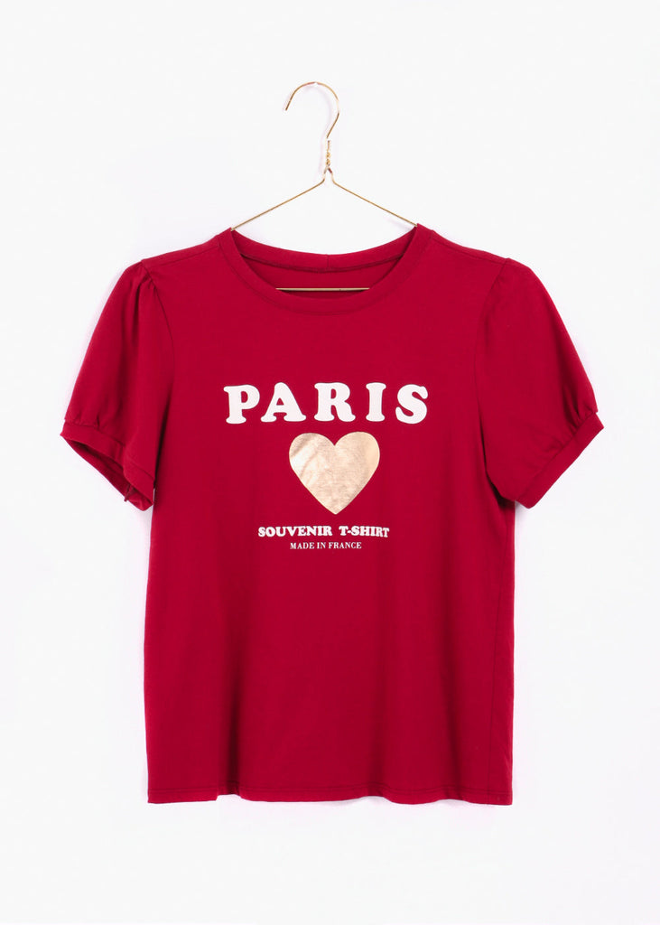 Camiseta estampada "Paris" color rojo para mujer - Flashy