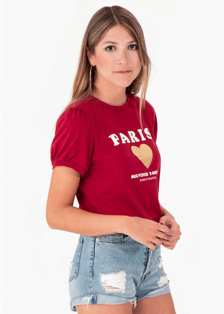 Camiseta estampada "Paris" color rojo para mujer - Flashy