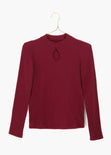 Blusa manga larga con choker color vino para mujer - Flashy