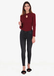 Blusa manga larga con choker color vino para mujer - Flashy