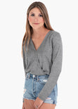 Blusa cruzada color gris para mujer - Flashy