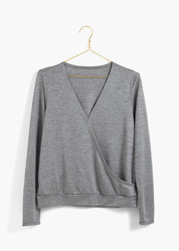 Blusa cruzada color gris para mujer - Flashy