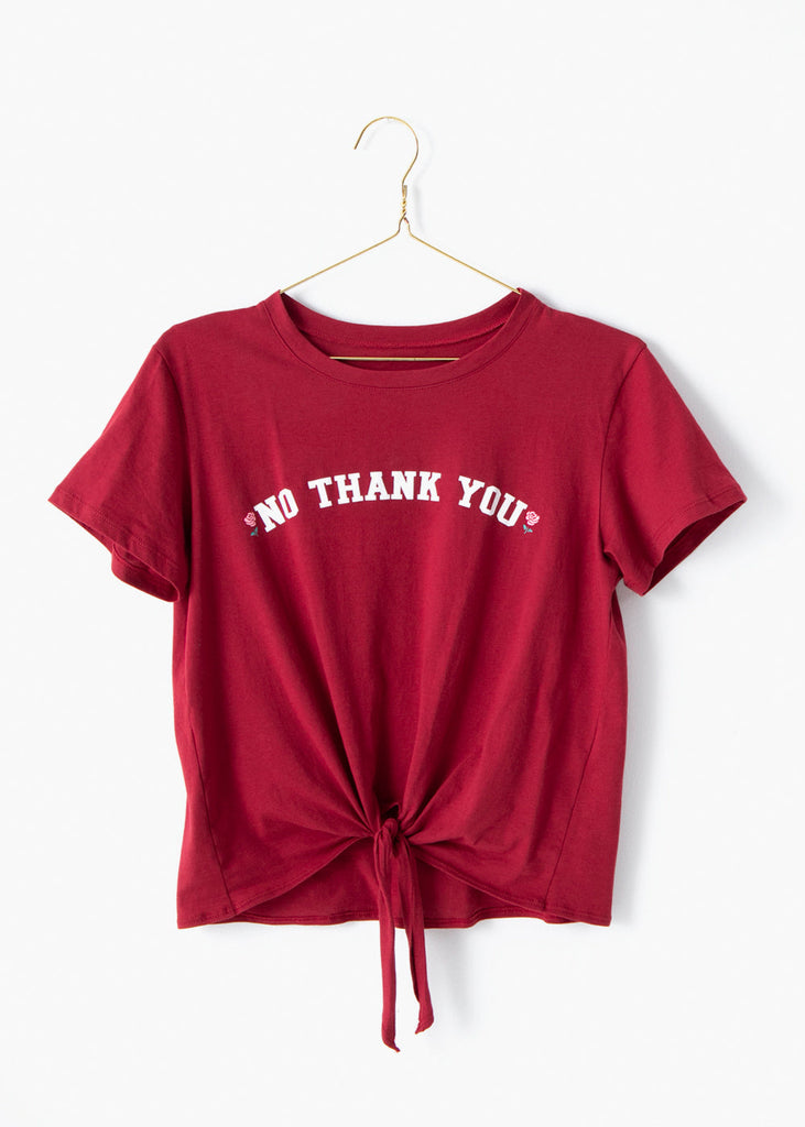 Camiseta estampada "No Thank You" para mujer flashy