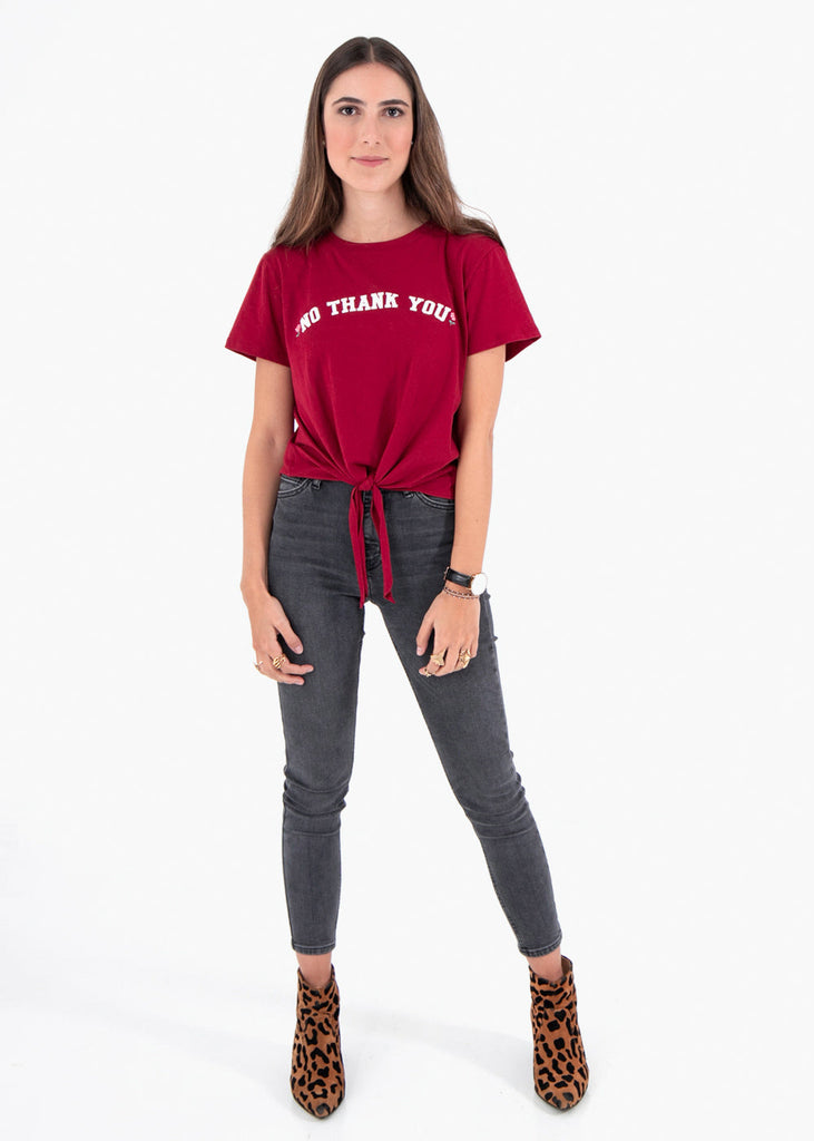 Camiseta estampada "No Thank You" para mujer flashy