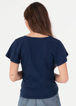 Camiseta anudada con botones de pasta para mujer - Flashy