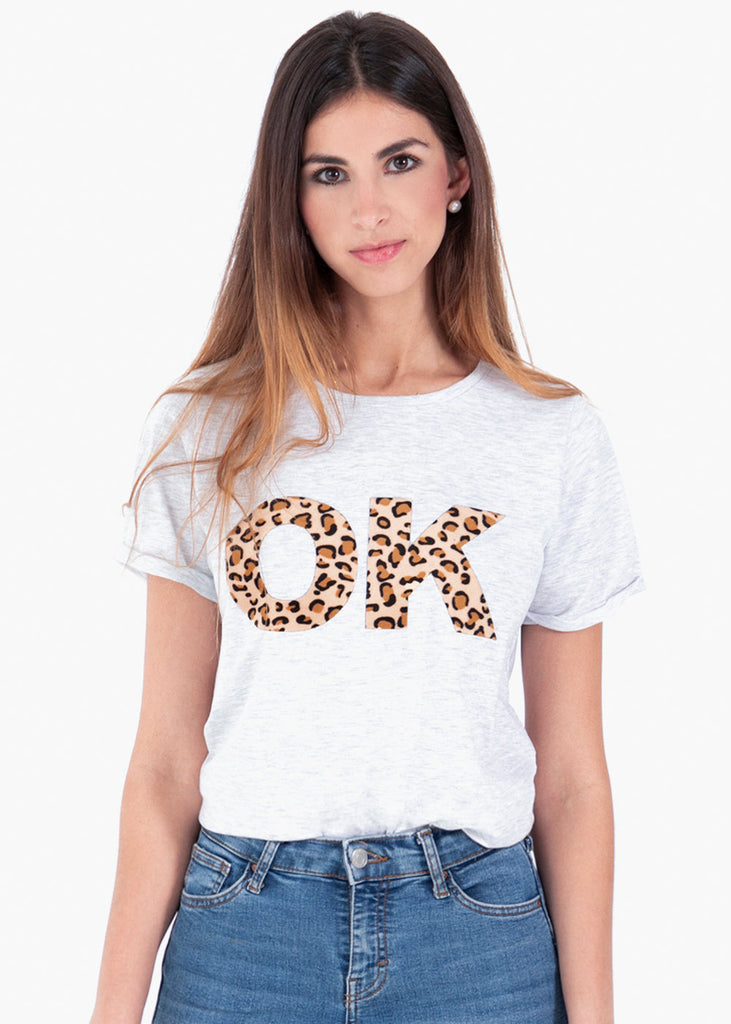 Camiseta estampada "Ok" para mujer - Flashy