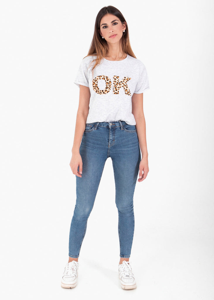 Camiseta estampada "Ok" para mujer - Flashy