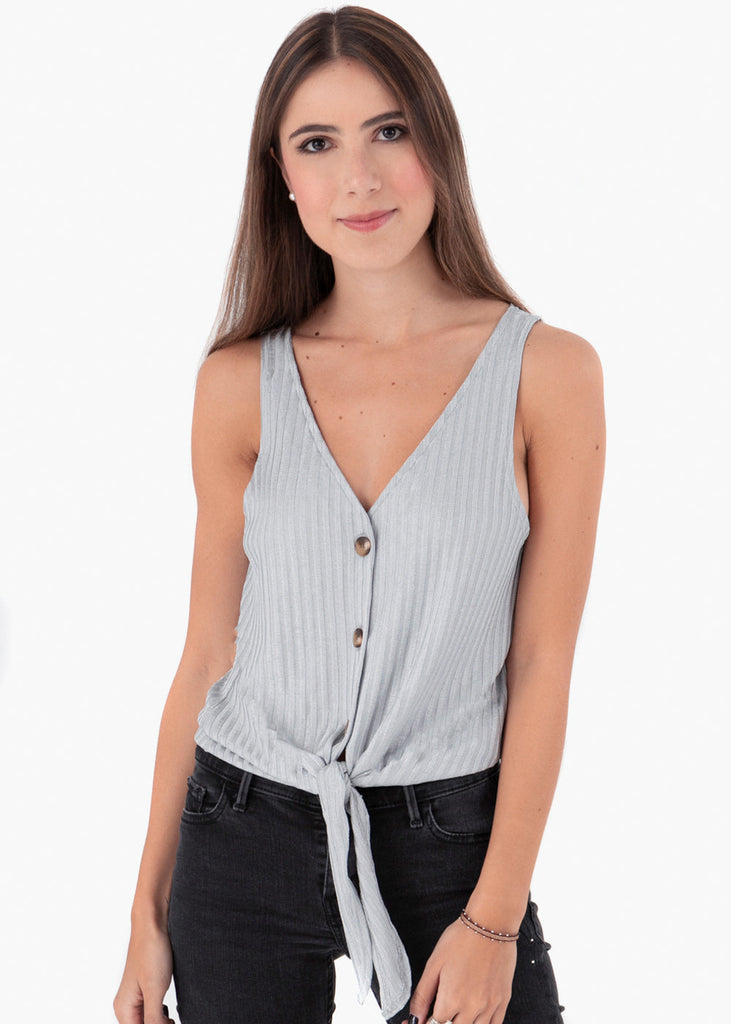 Blusa metalizada con botones para mujer - Flashy