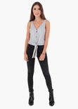Blusa metalizada con botones para mujer - Flashy