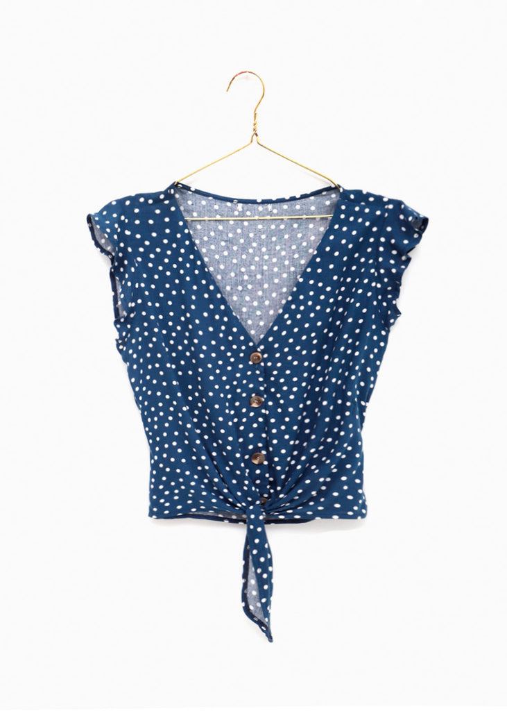 Blusa anudada con estampado de puntos para mujer - Flashy