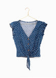 Blusa anudada con estampado de puntos para mujer - Flashy