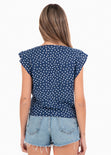 Blusa anudada con estampado de puntos para mujer - Flashy