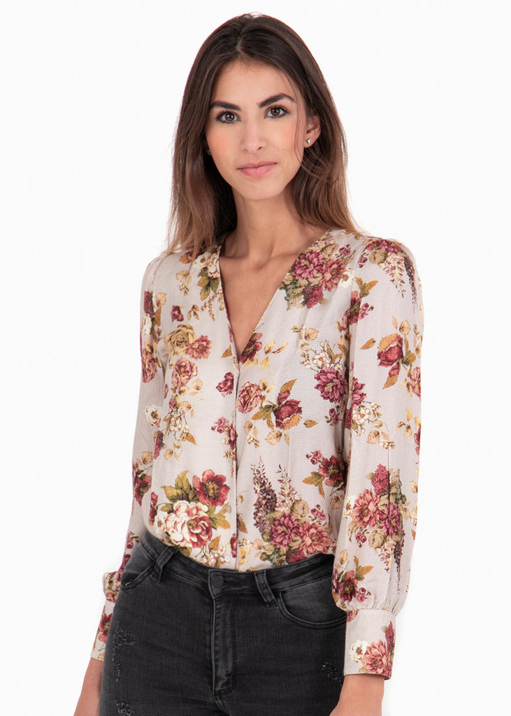Blusa flores manga larga para mujer - Flashy