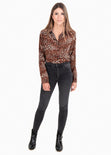 Blusa leopardo manga larga para mujer - Flashy