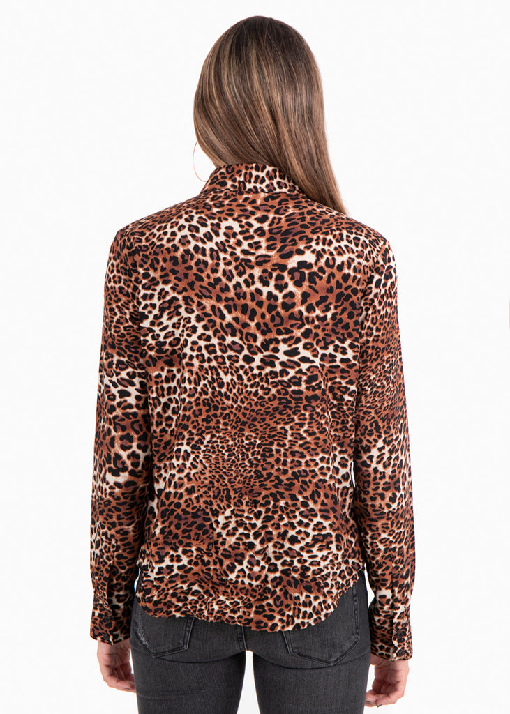 Blusa leopardo manga larga para mujer - Flashy