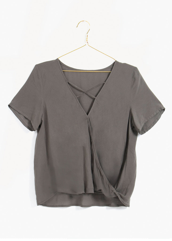 Blusa cruzada con detalle en escote para mujer - Flashy