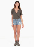 Blusa cruzada con detalle en escote para mujer - Flashy