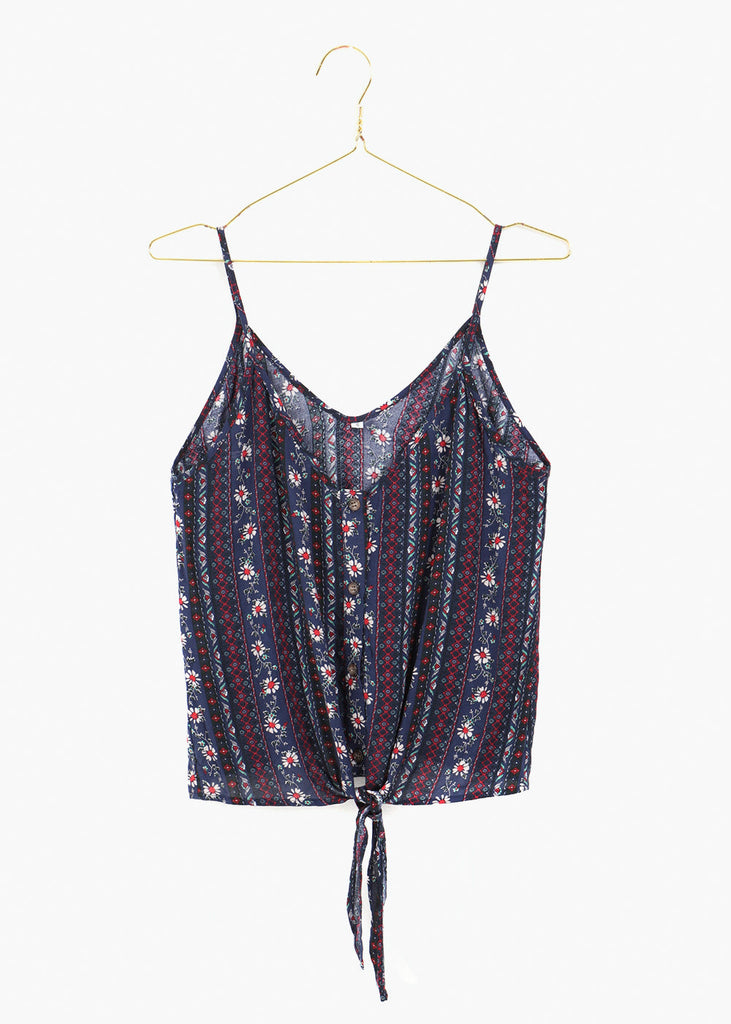 Blusa estampada de tiras con detalle nudo para mujer - Flashy