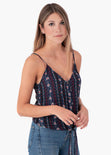 Blusa estampada de tiras con detalle nudo para mujer - Flashy