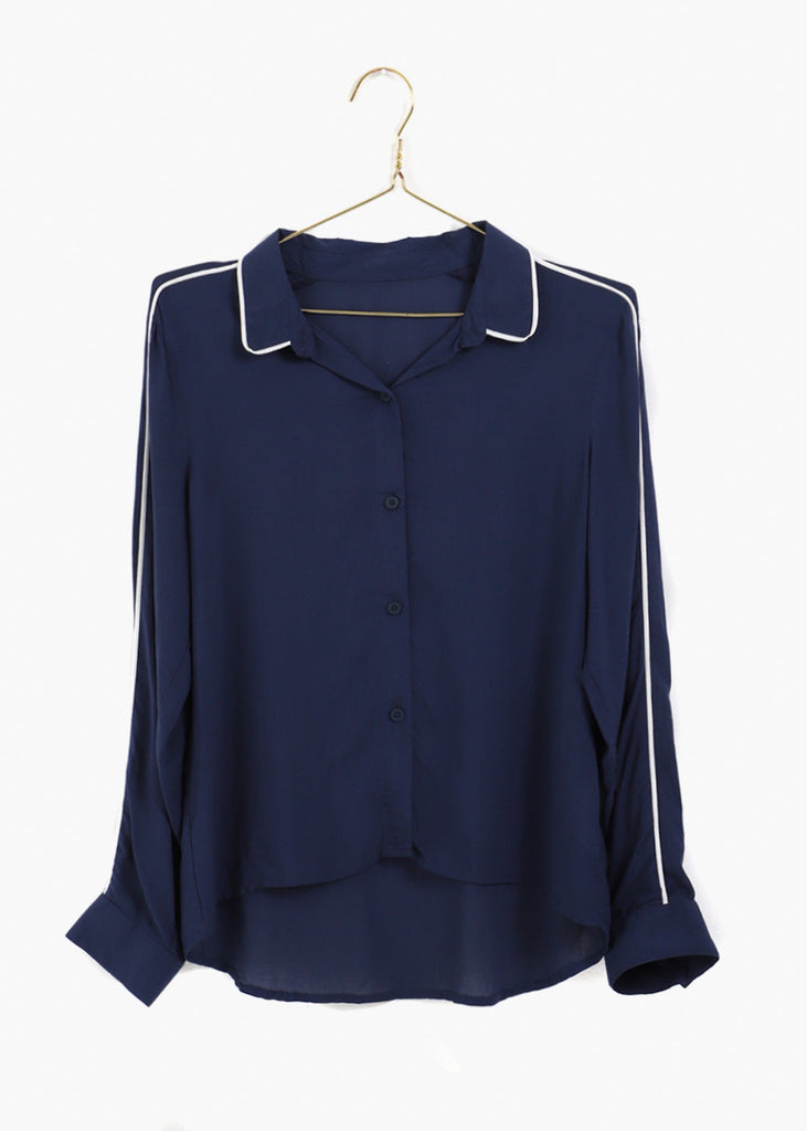 Blusa manga larga con detalle en contraste para mujer - Flashy