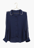 Blusa manga larga con detalle en contraste para mujer - Flashy