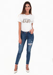 Jean tiro medio skinny para mujer - Flashy