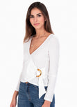 Blusa blanca con hebilla para mujer - Flashy